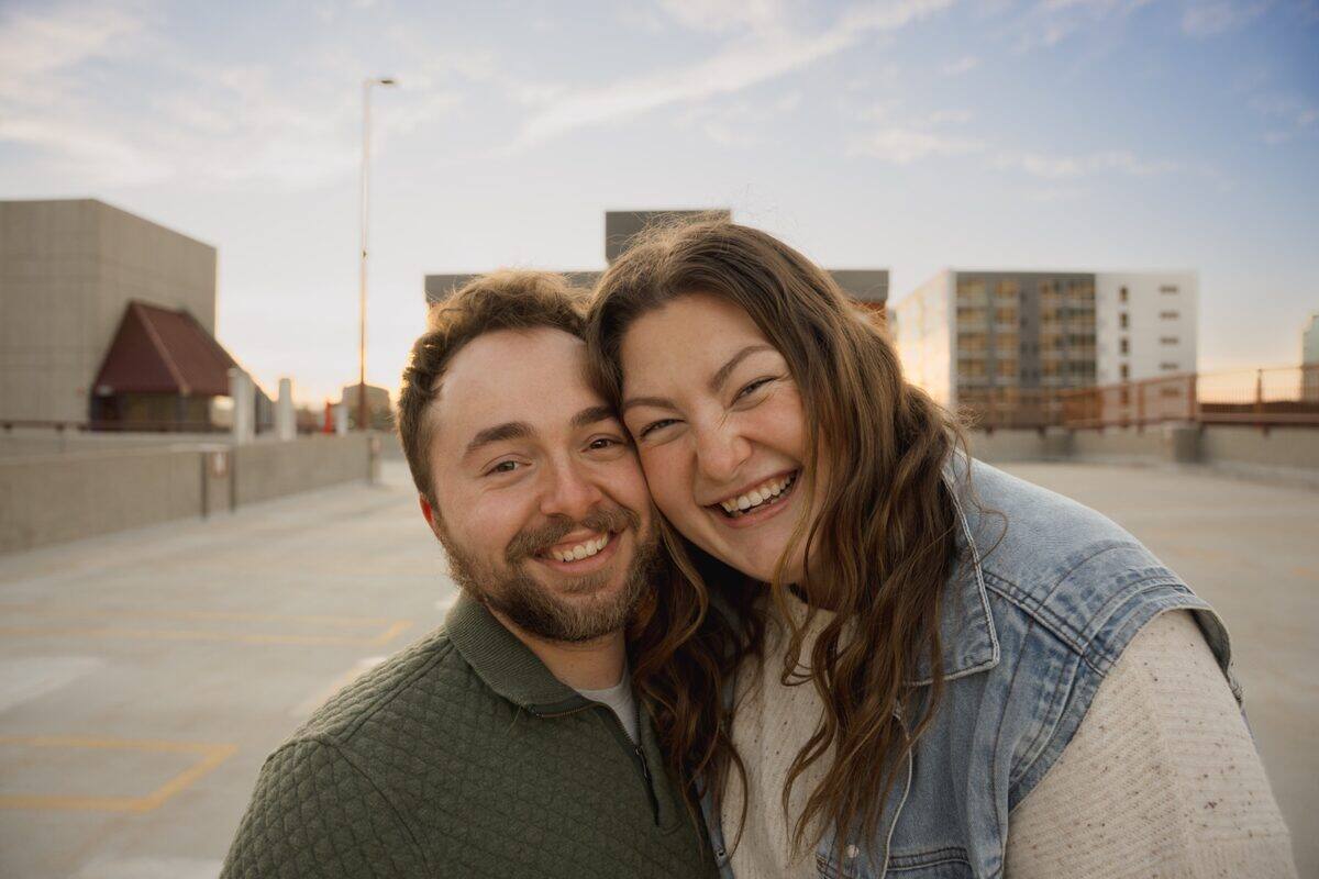 Smiling couple in the city