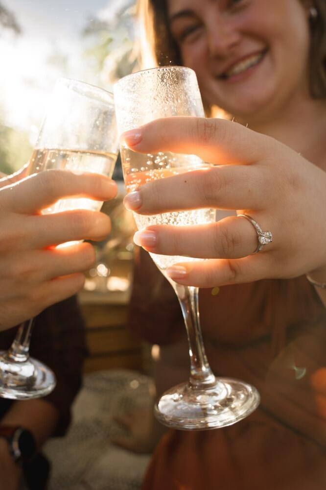 Champagne toast after the proposal
